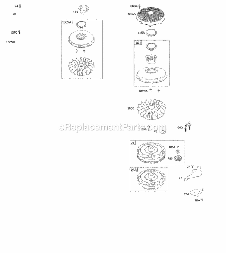 Flywheel Diagram and Parts List for 217807-0393-B1  Briggs and Stratton Engine